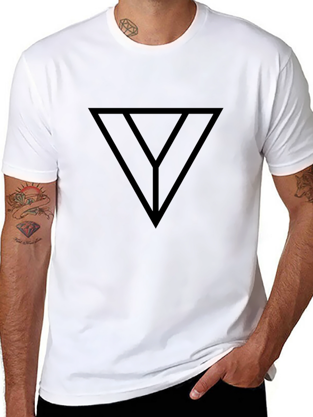 Modern Graphic Tee - Black Triangle Y Design