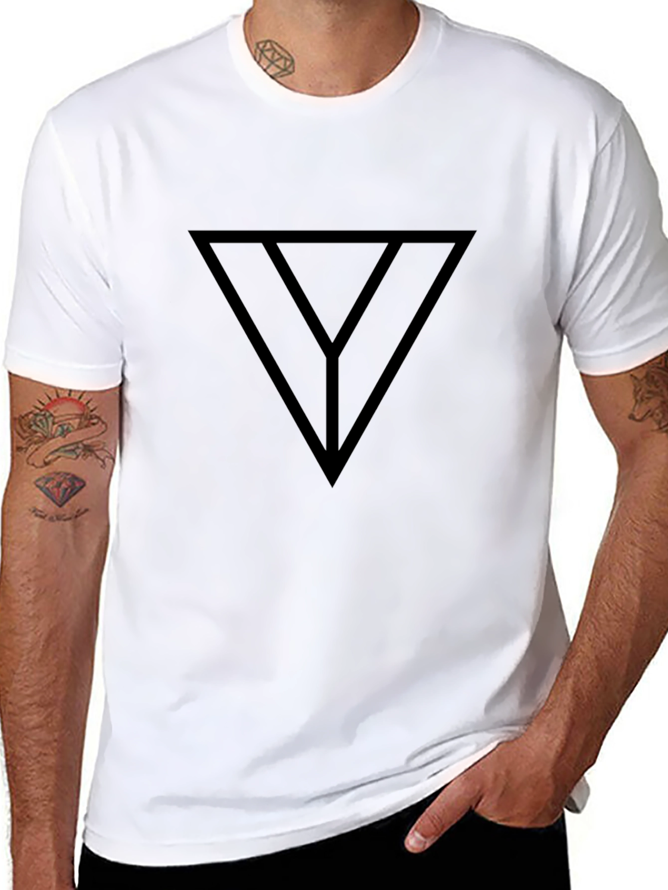 Modern Graphic Tee - Black Triangle Y Design