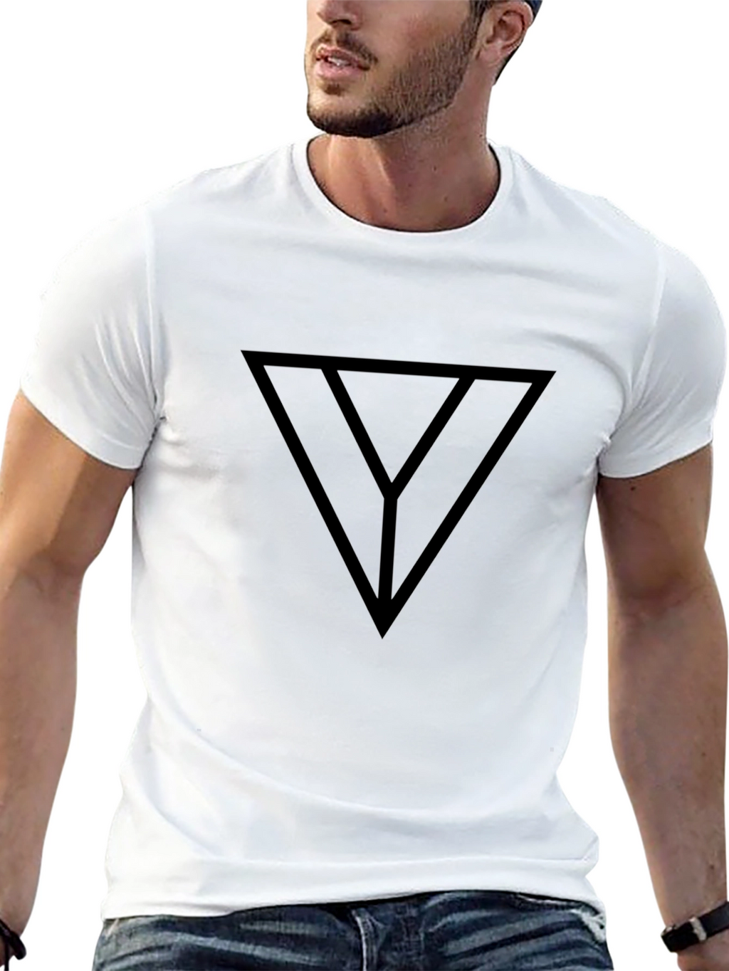 Modern Graphic Tee - Black Triangle Y Design