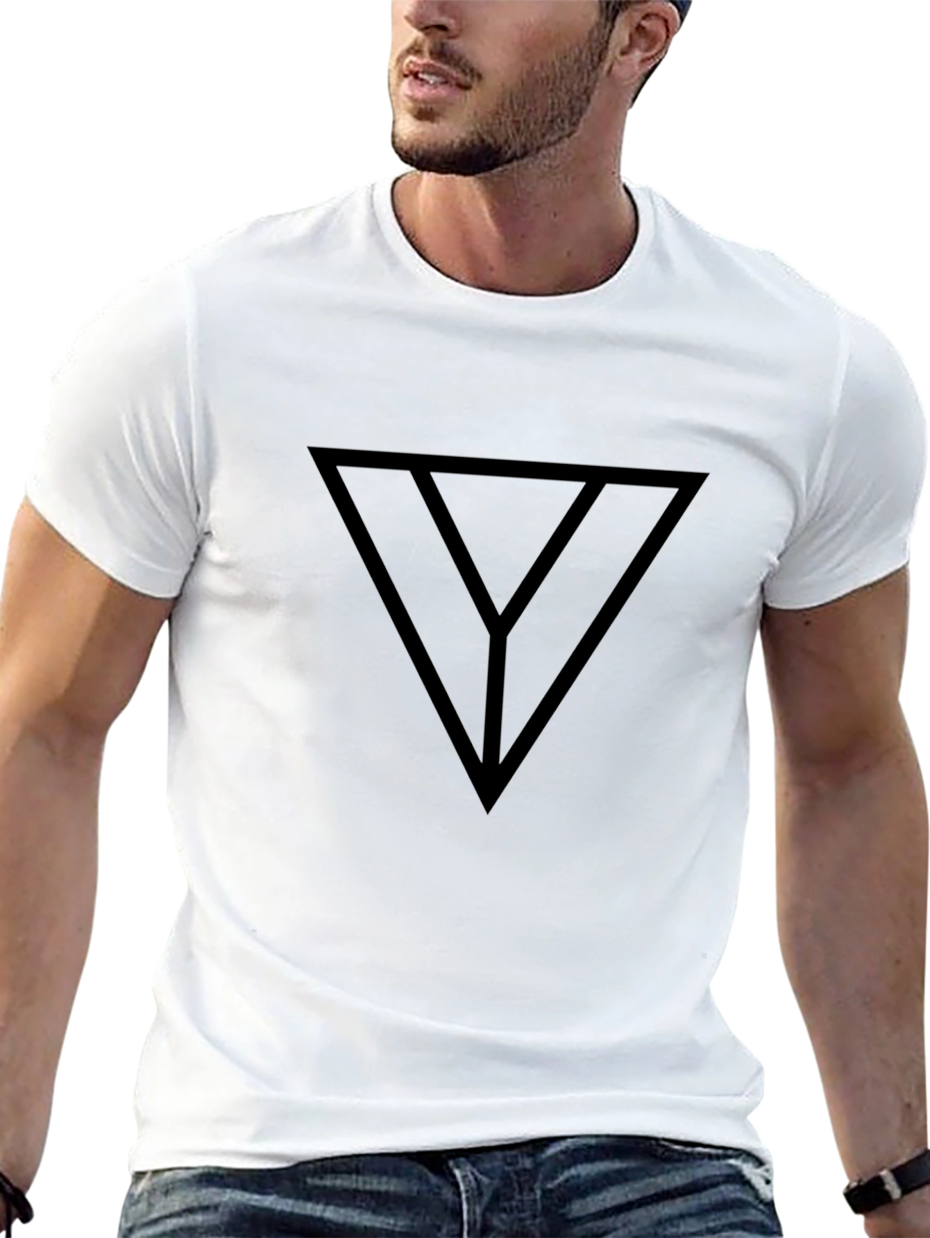 Modern Graphic Tee - Black Triangle Y Design