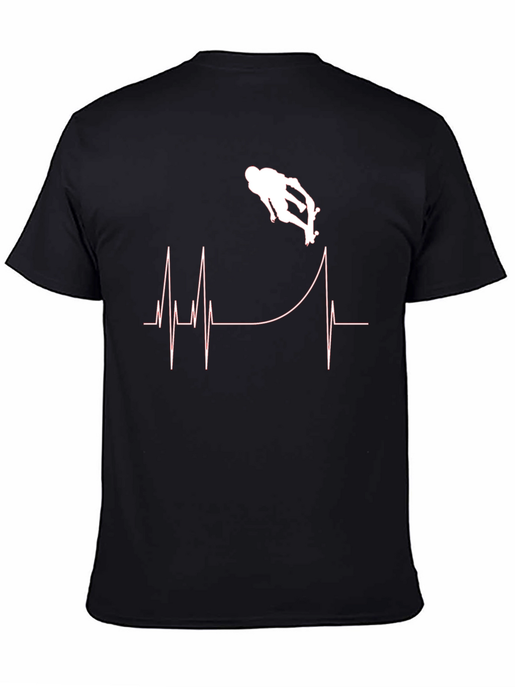 Skateboarding Heartbeat Graphic T-Shirt - Black