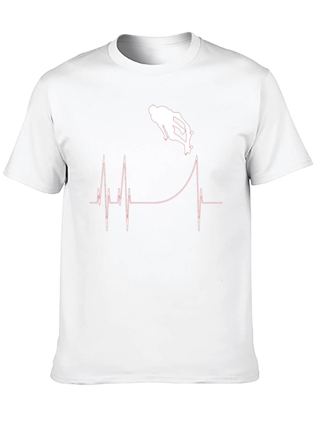 Skateboarding Heartbeat Graphic T-Shirt - Black