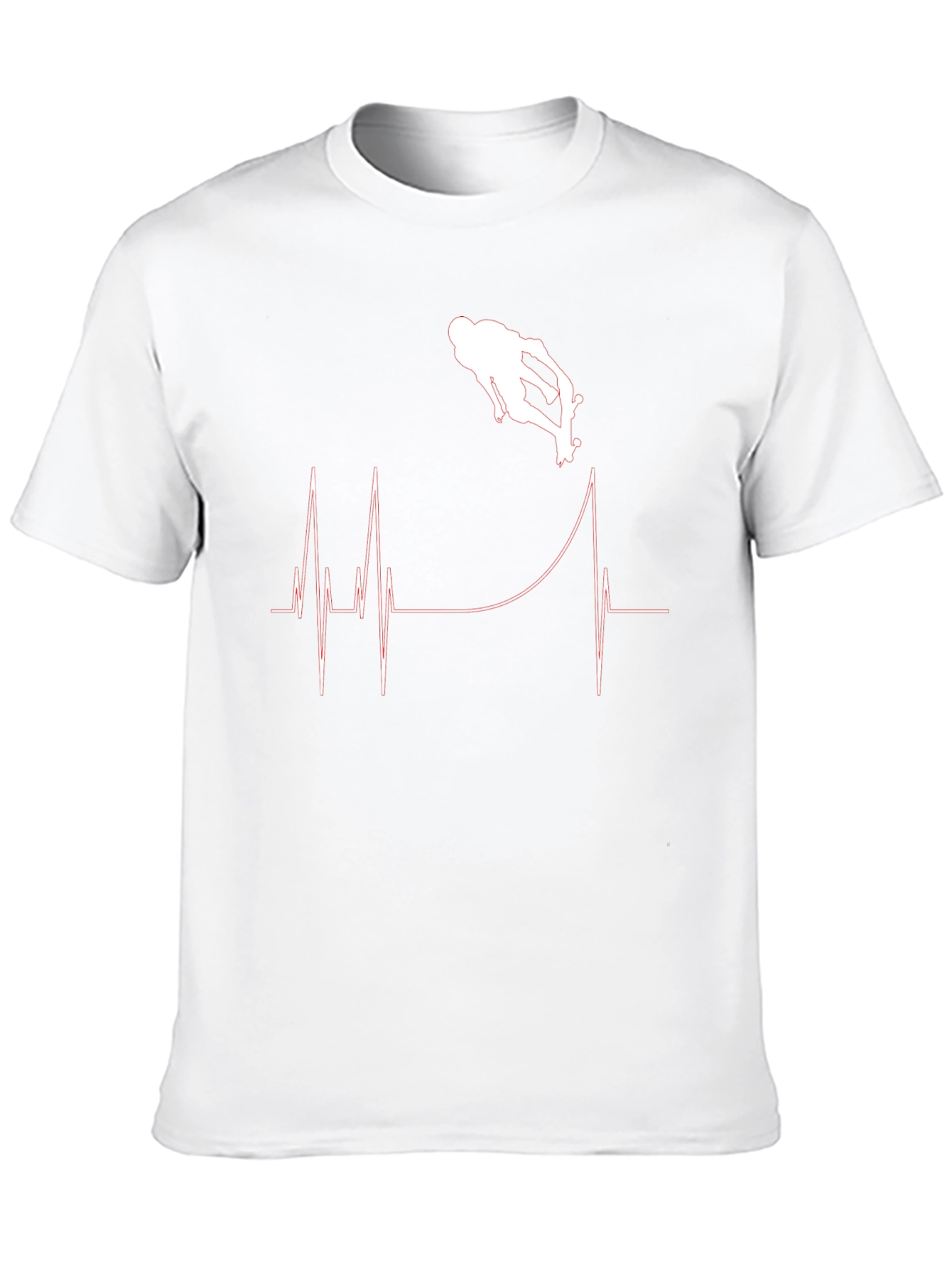 Skateboarding Heartbeat Graphic T-Shirt - Black