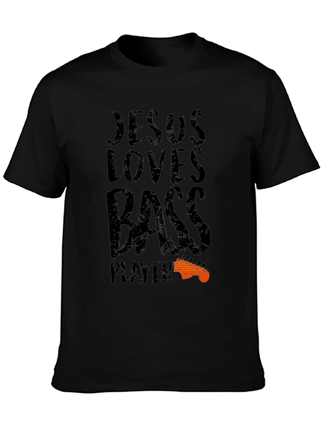 Jesus Loves Bass Player Black T-Shirt