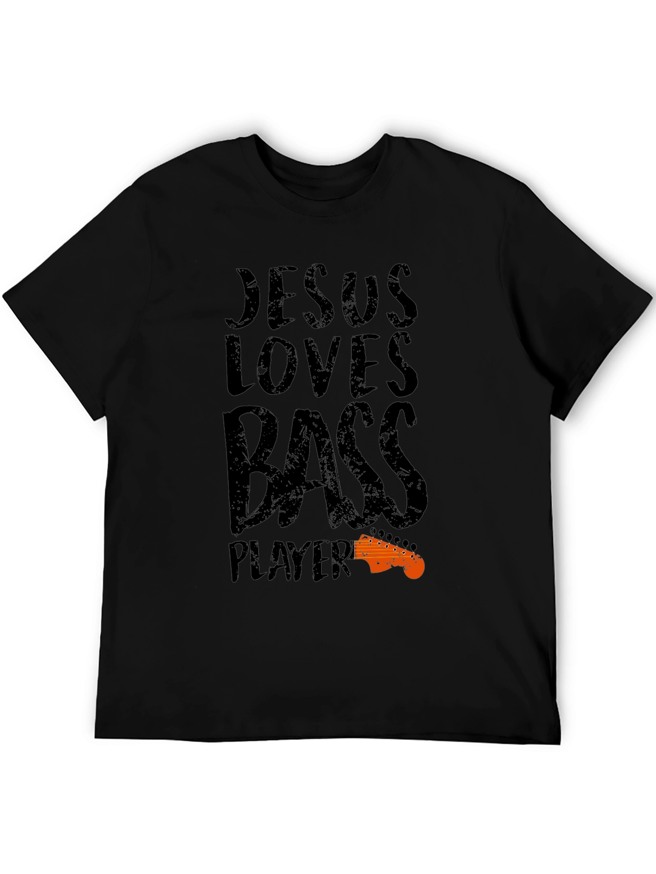 Jesus Loves Bass Player Black T-Shirt