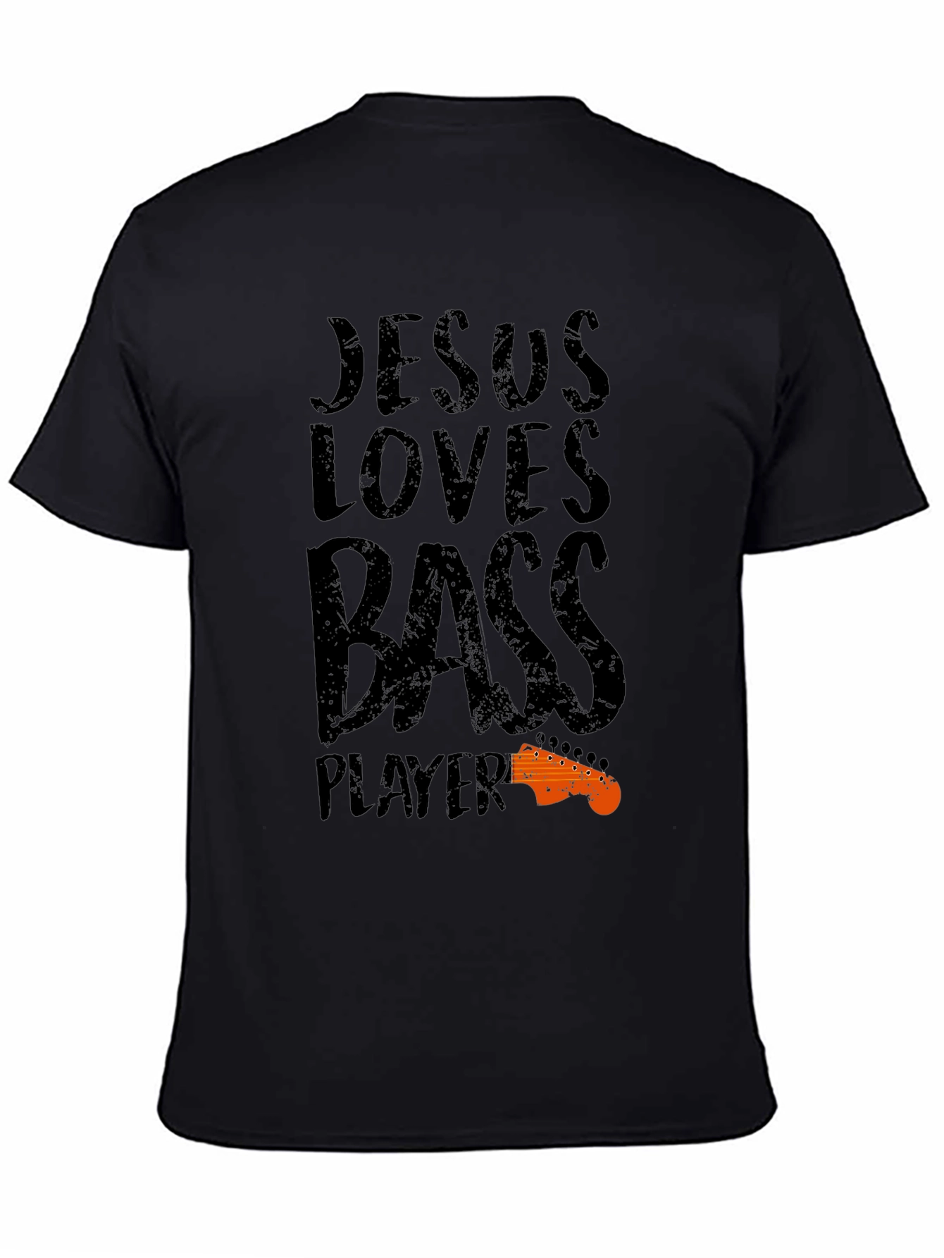 Jesus Loves Bass Player Black T-Shirt