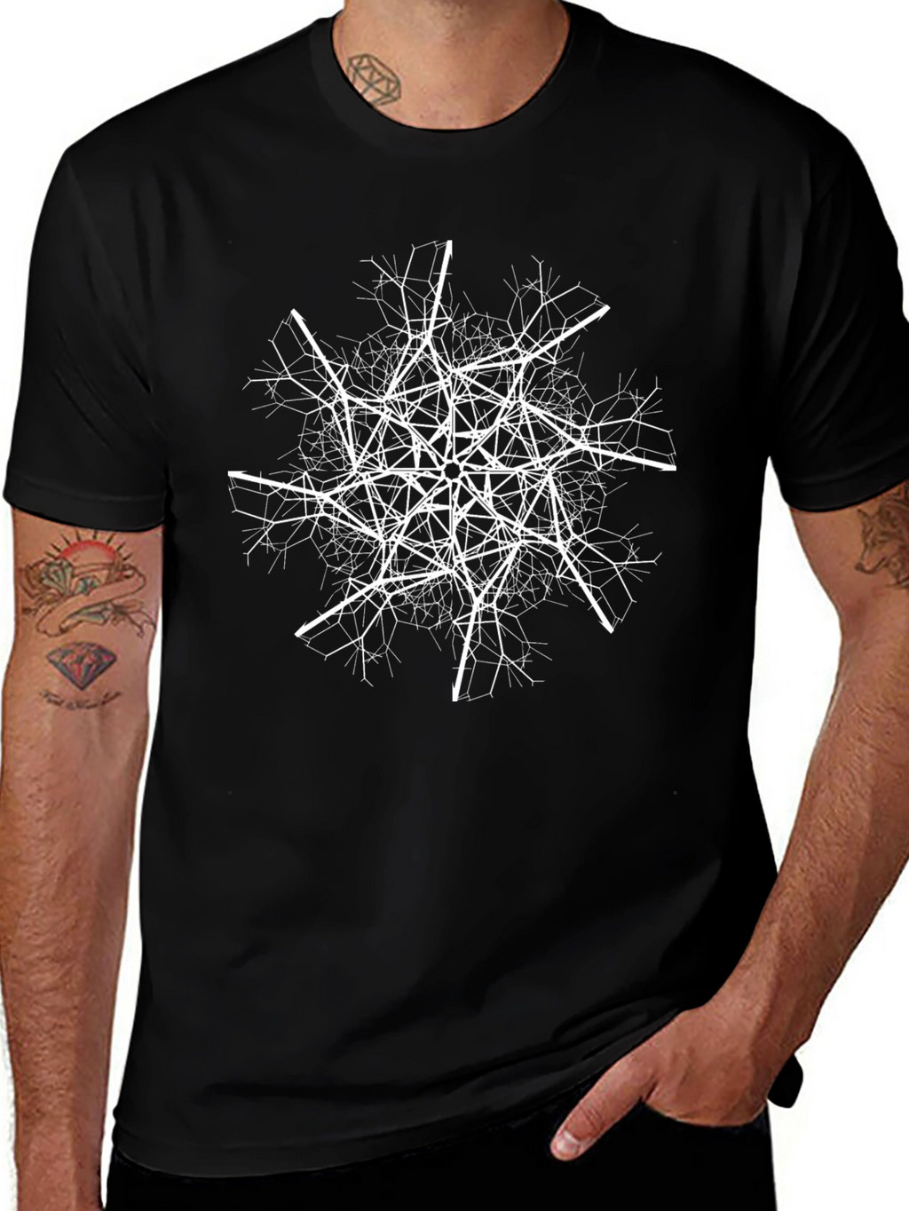 Abstract Tree Graphic T-Shirt - Black