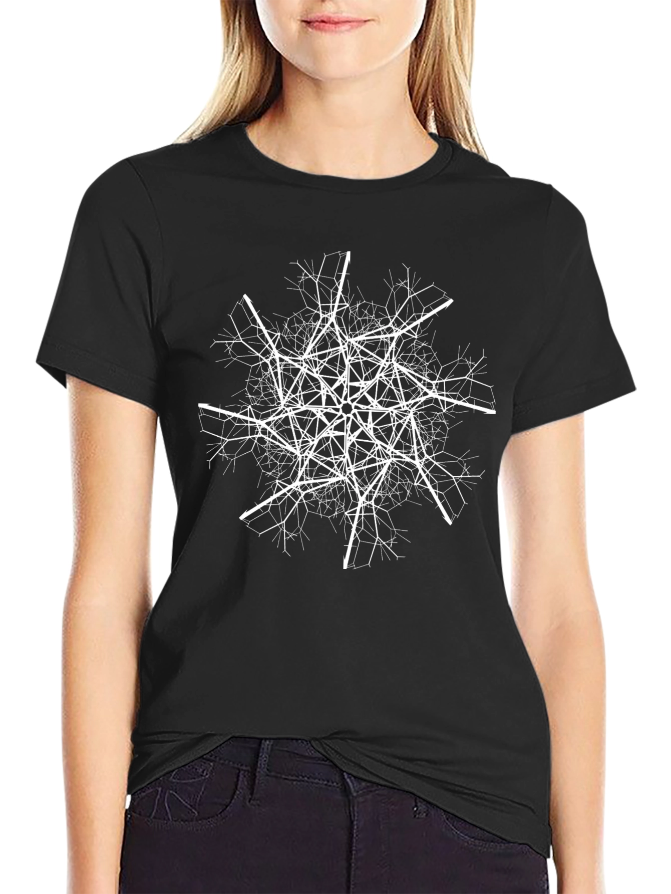 Abstract Tree Graphic T-Shirt - Black