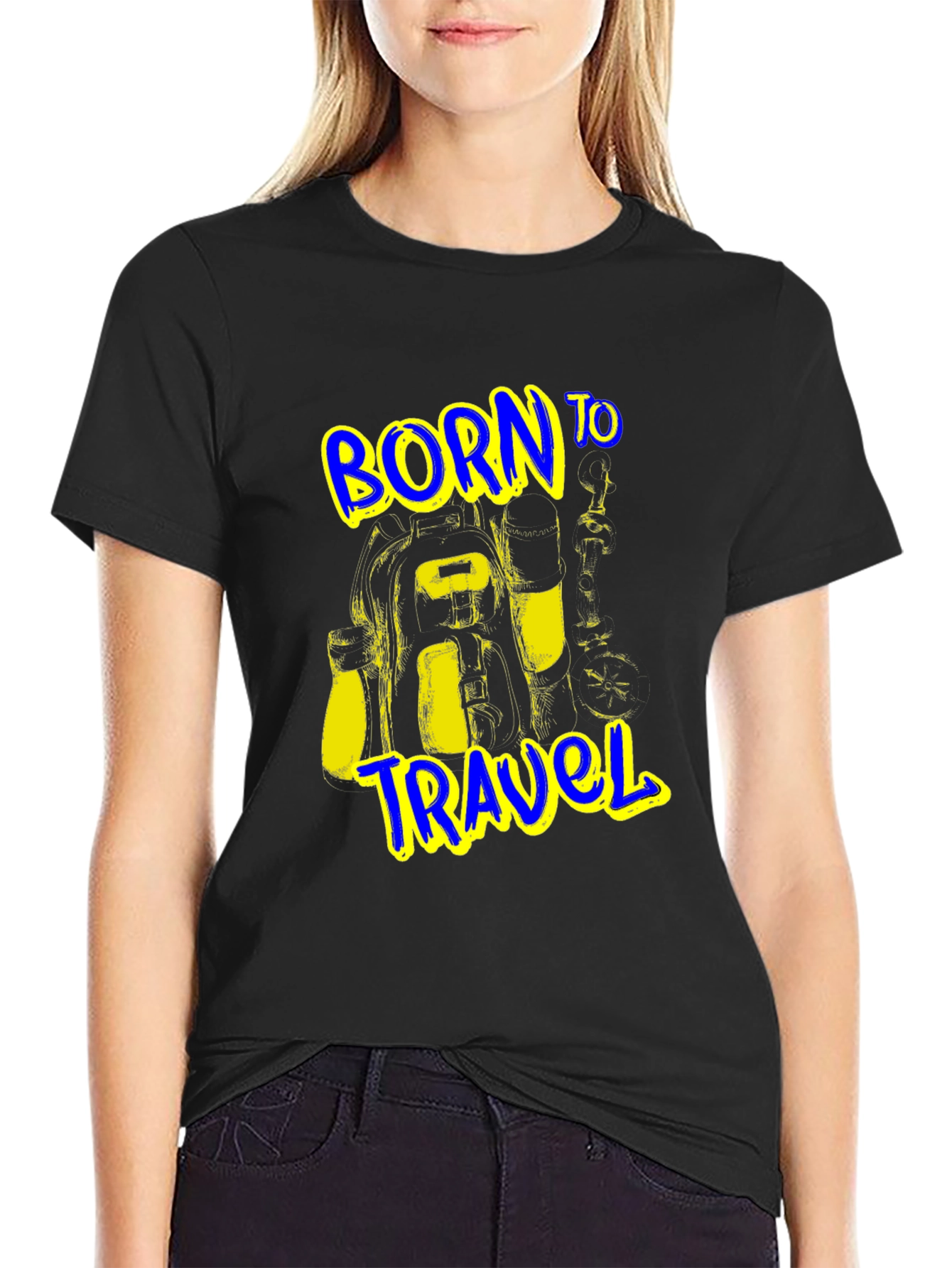 Born to Travel Graphic Black T-Shirt