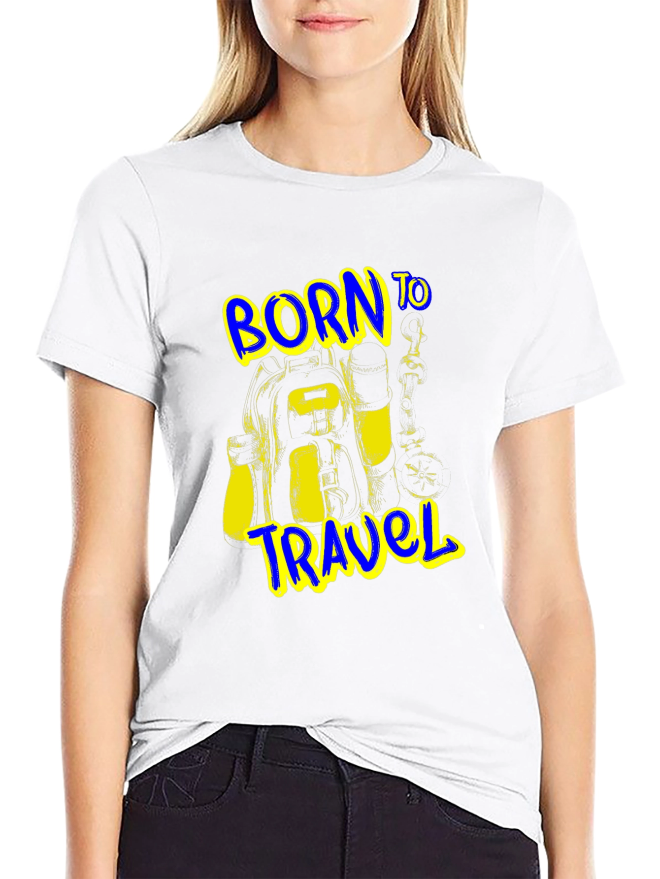 Born to Travel Graphic Black T-Shirt