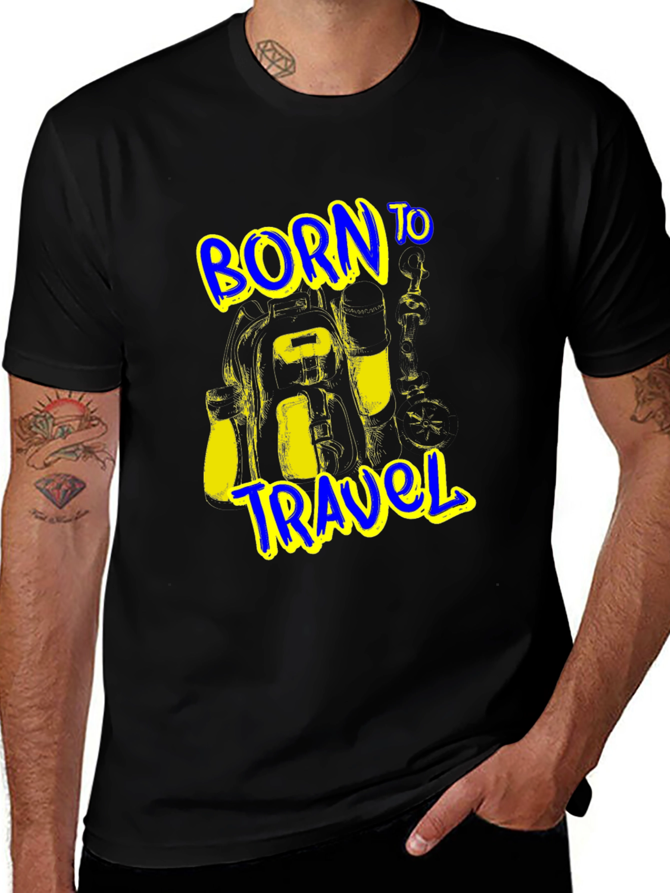 Born to Travel Graphic Black T-Shirt