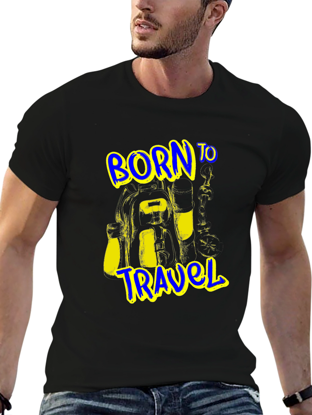 Born to Travel Graphic Black T-Shirt