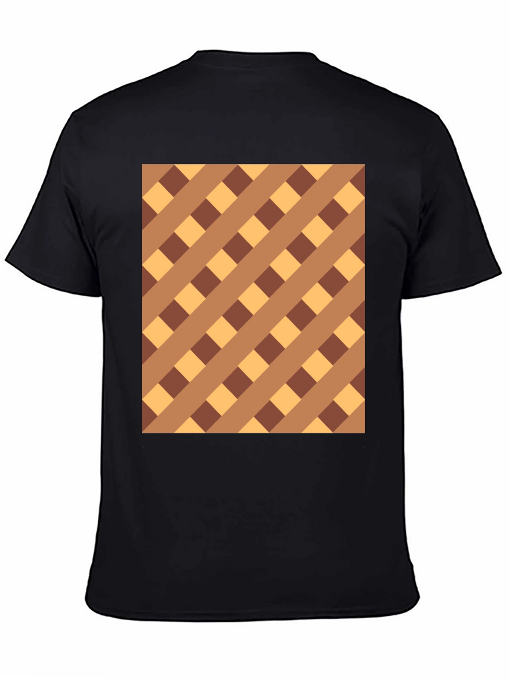 Brown Checkered Pattern Black Tee