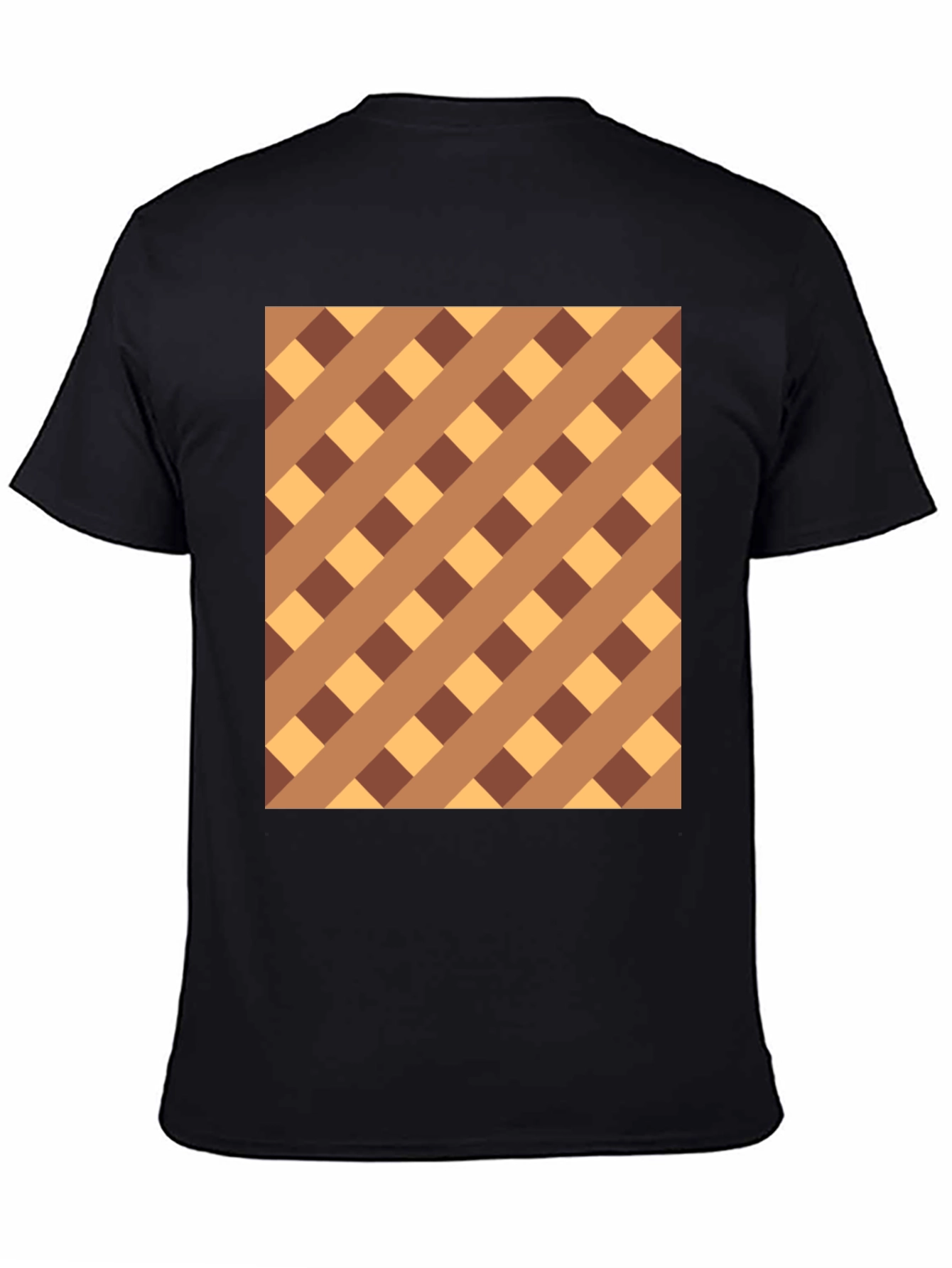 Brown Checkered Pattern Black Tee