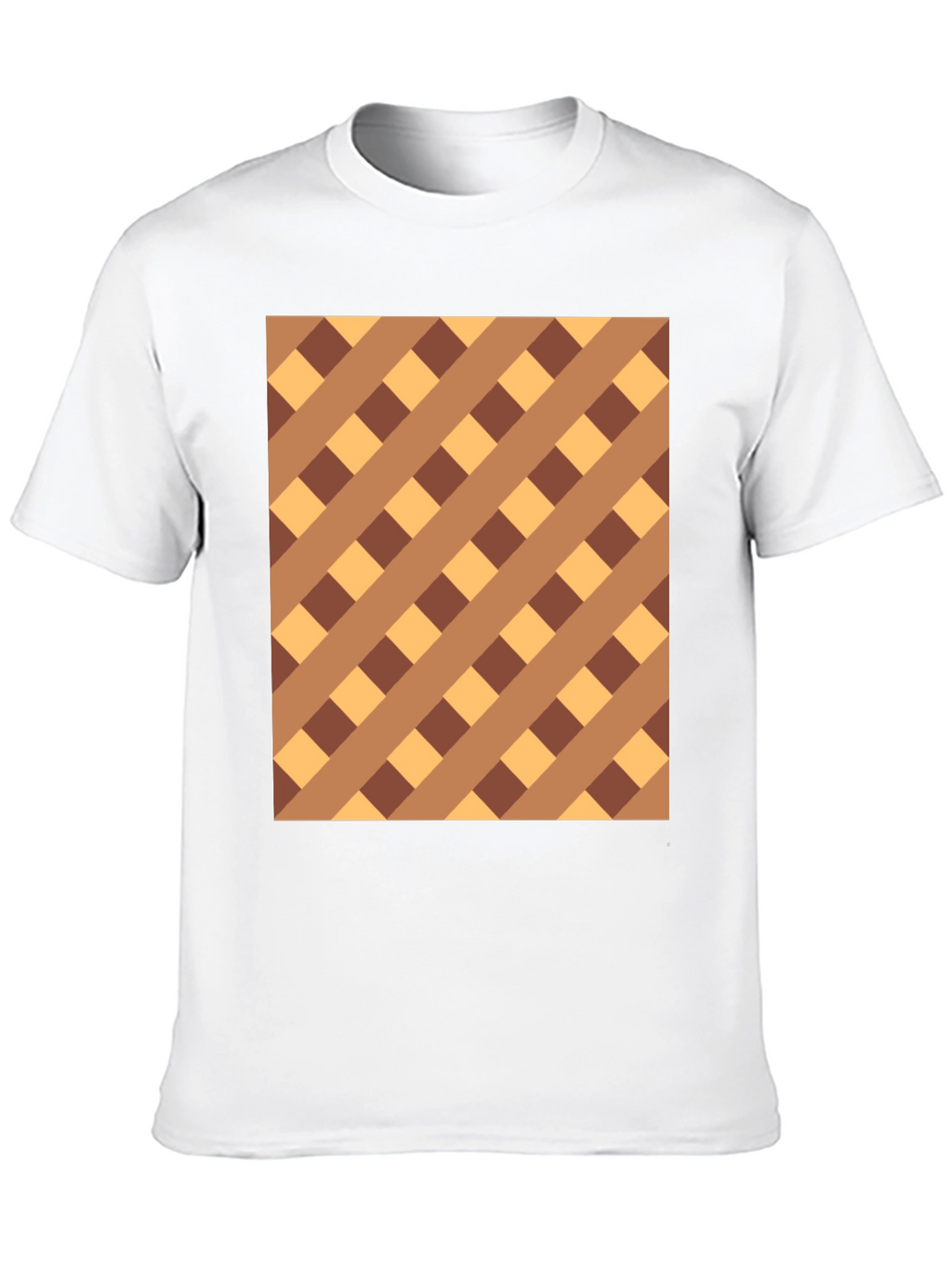 Brown Checkered Pattern Black Tee