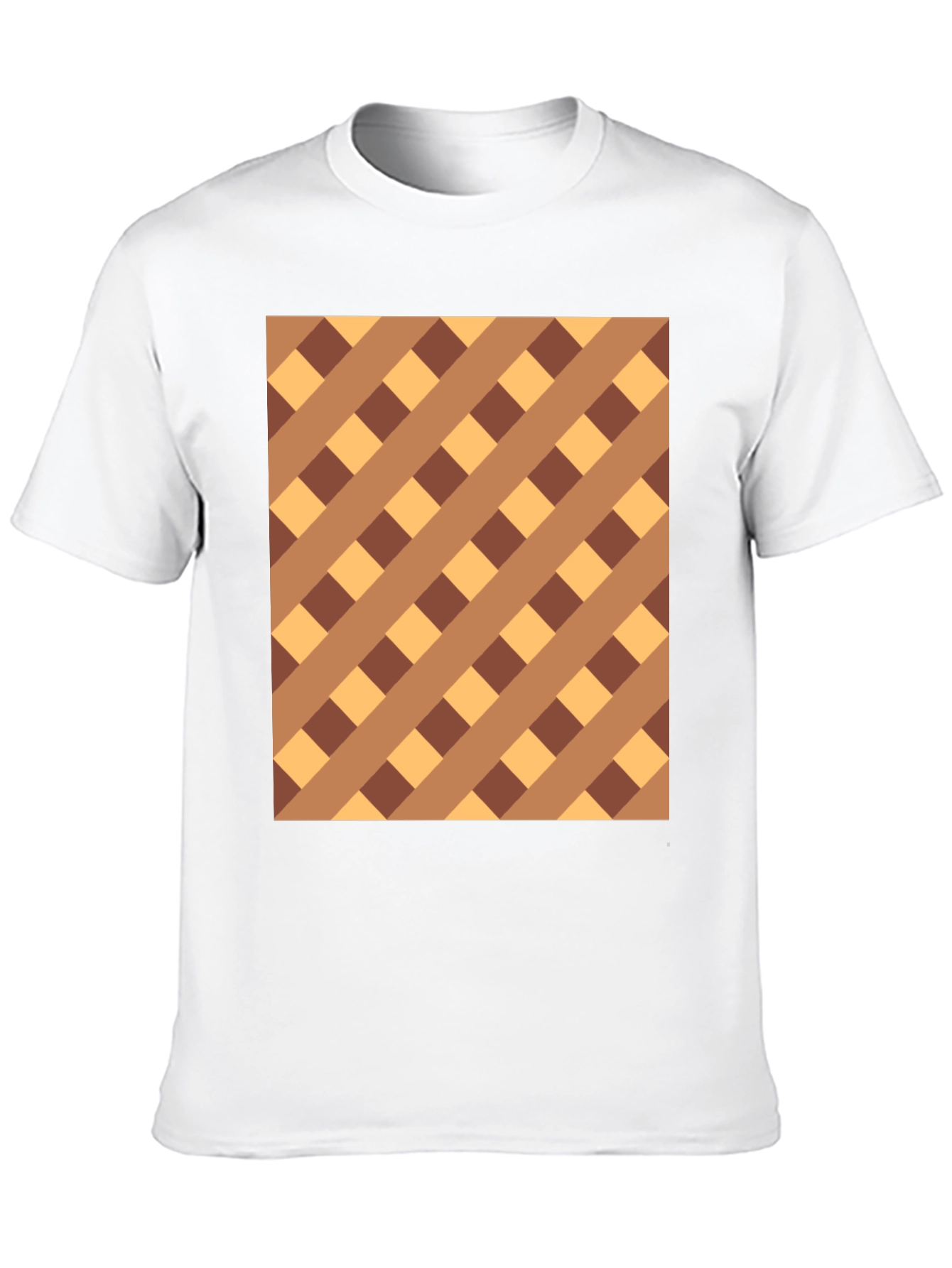 Brown Checkered Pattern Black Tee