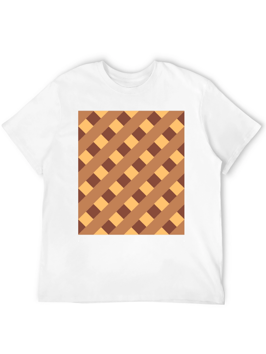 Brown Checkered Pattern Black Tee