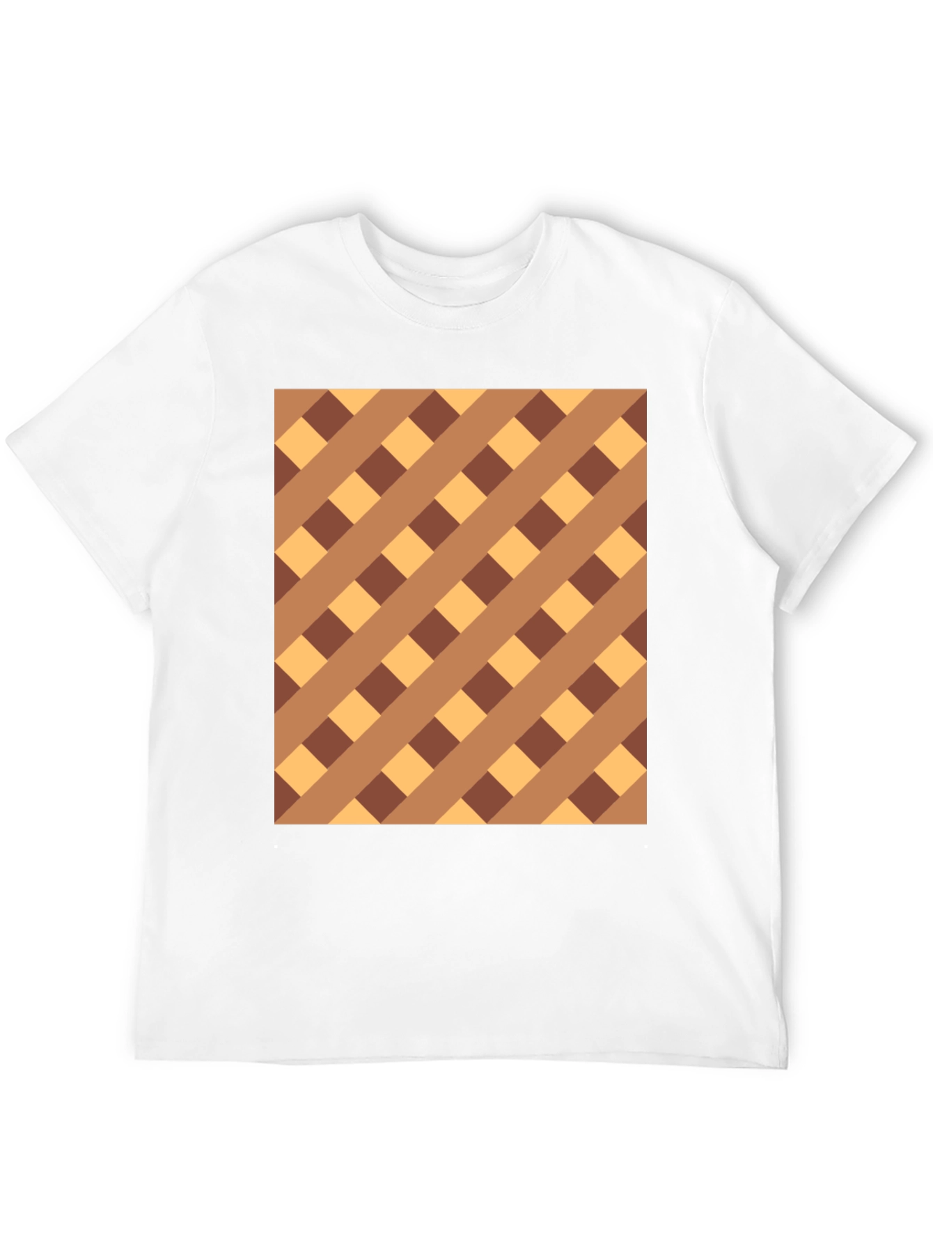 Brown Checkered Pattern Black Tee