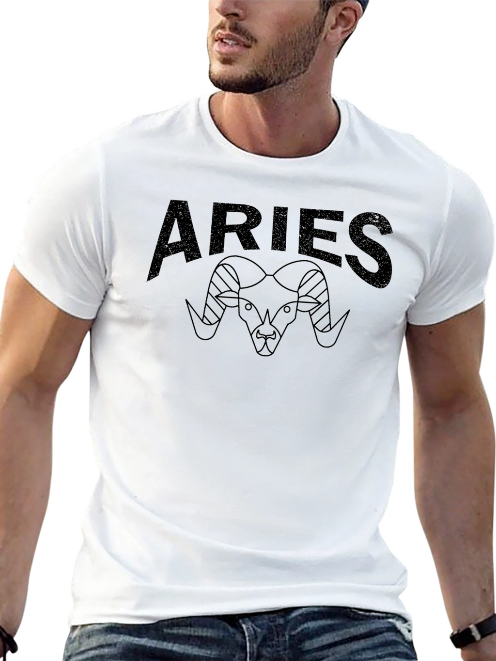 Aries Zodiac Graphic Print Black T-Shirt