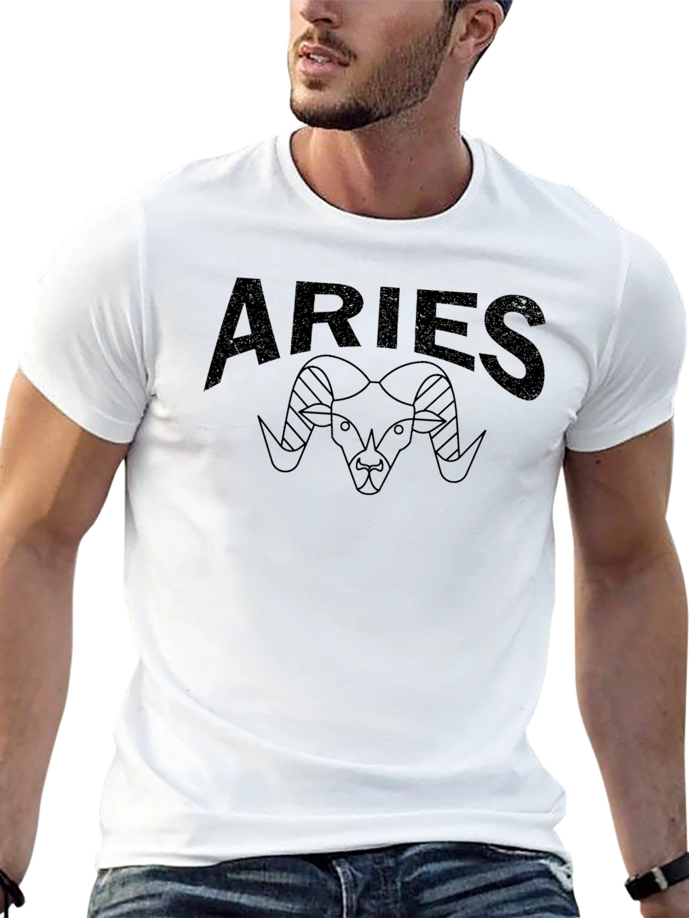Aries Zodiac Graphic Print Black T-Shirt