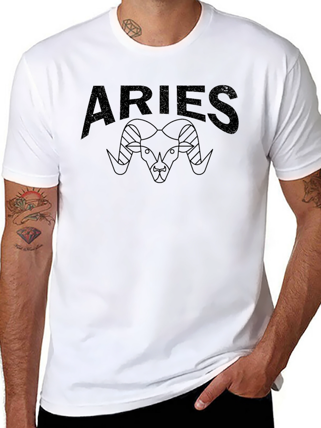 Aries Zodiac Graphic Print Black T-Shirt