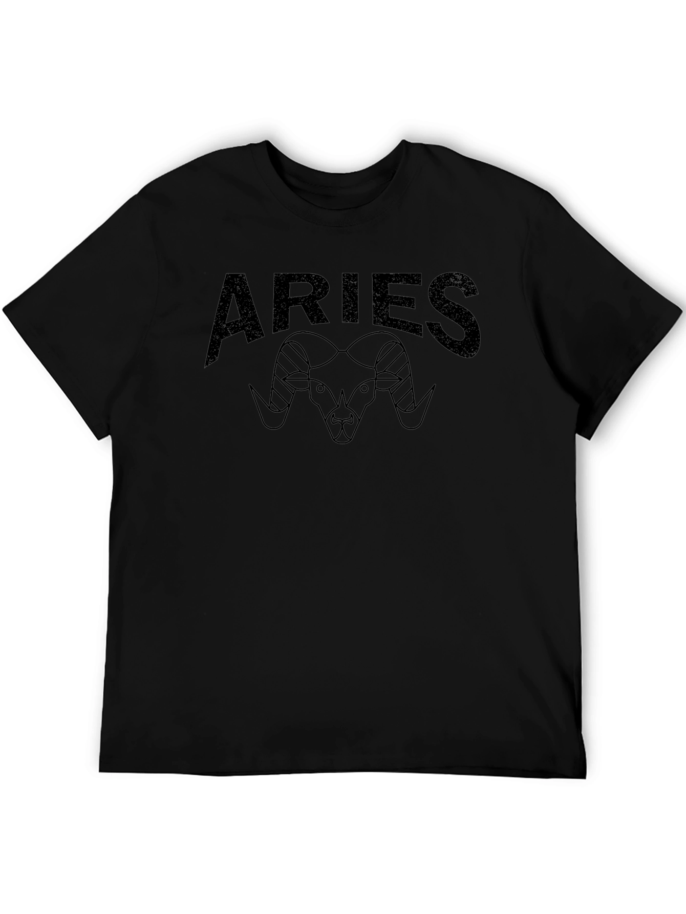Aries Zodiac Graphic Print Black T-Shirt