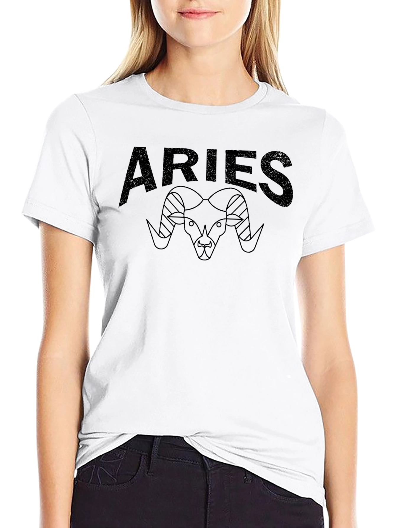 Aries Zodiac Graphic Print Black T-Shirt