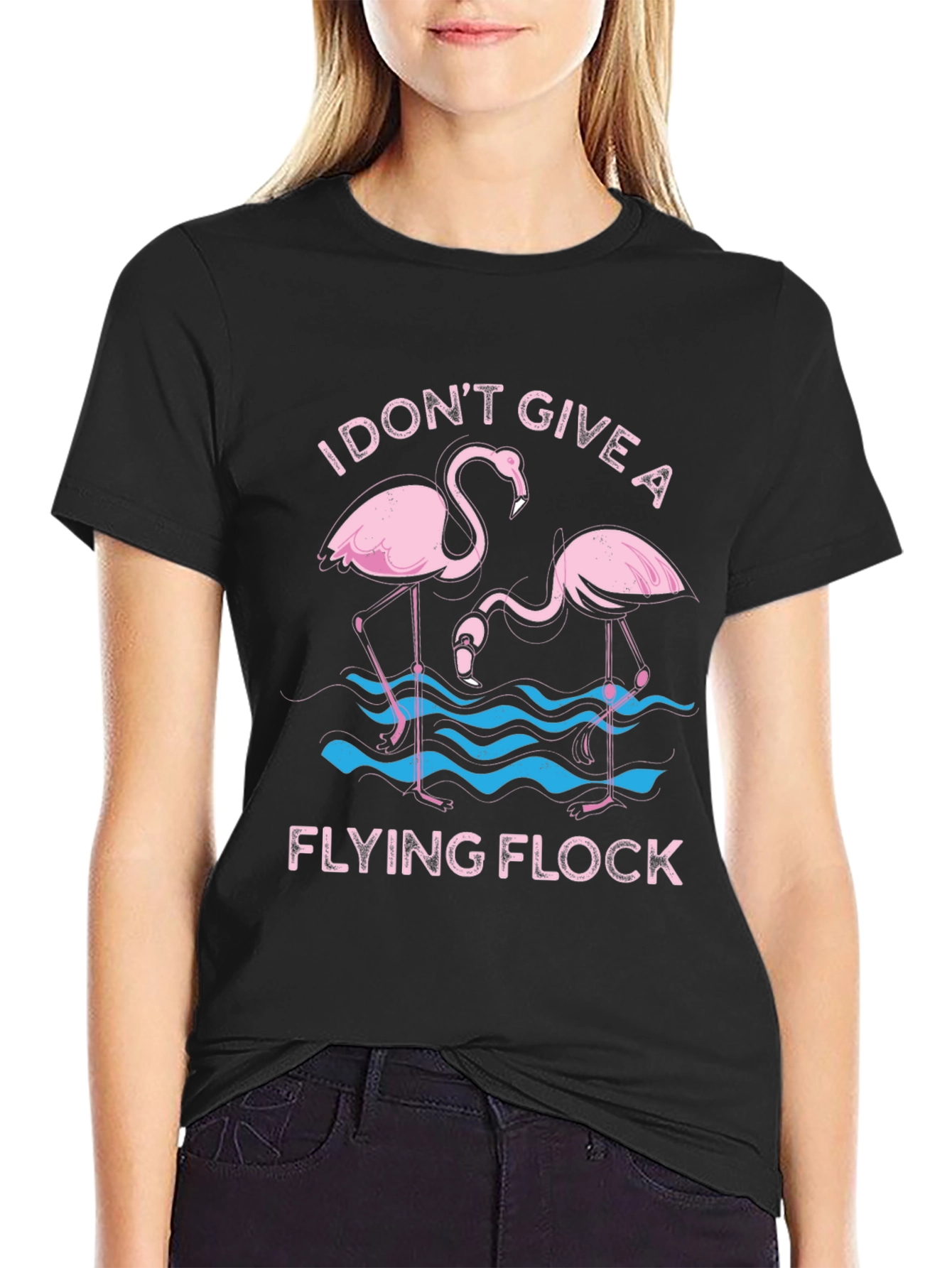 Funny Flamingo Graphic T-Shirt - I Dont Give a Flying Flock Tee