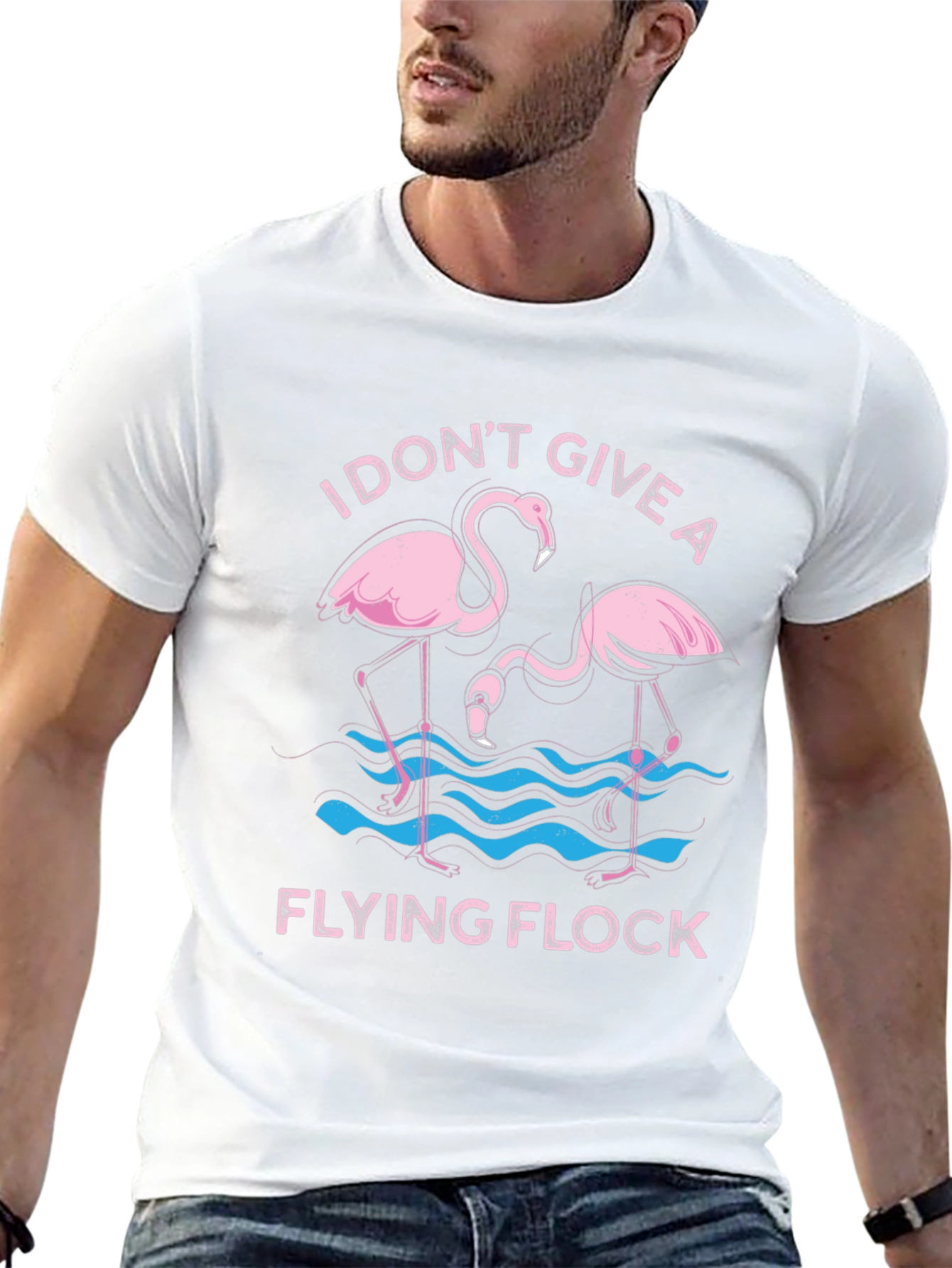 Funny Flamingo Graphic T-Shirt - I Dont Give a Flying Flock Tee
