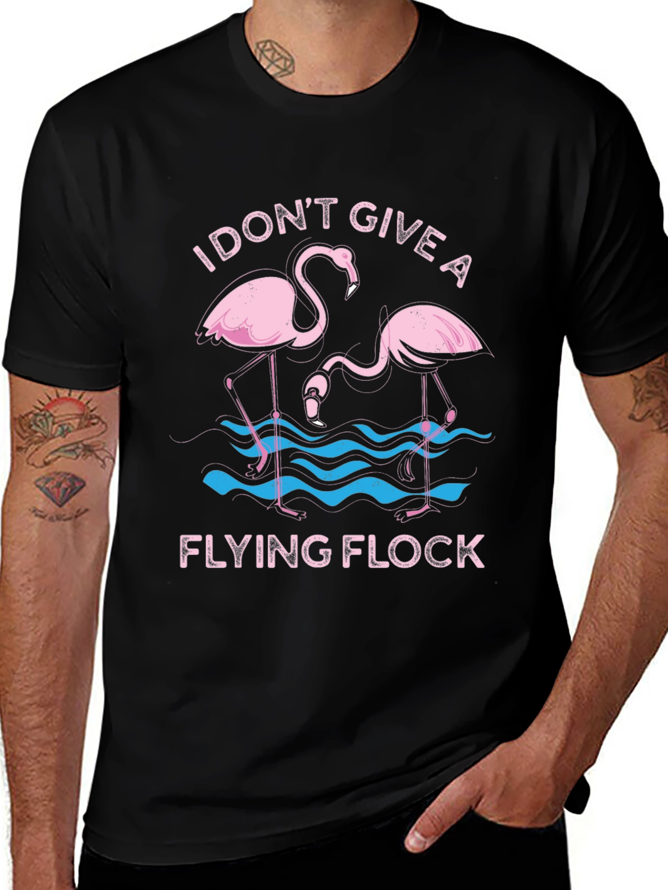 Funny Flamingo Graphic T-Shirt - I Dont Give a Flying Flock Tee