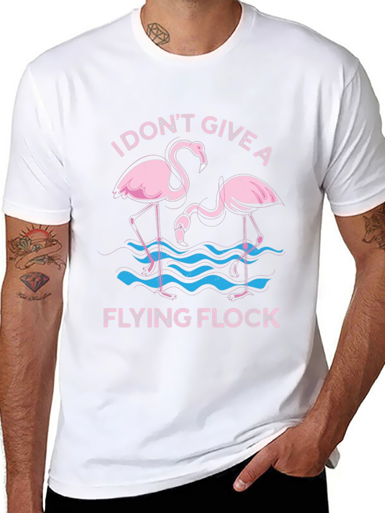 Funny Flamingo Graphic T-Shirt - I Dont Give a Flying Flock Tee