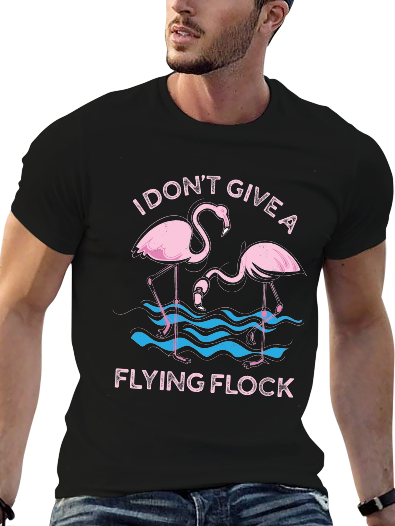 Funny Flamingo Graphic T-Shirt - I Dont Give a Flying Flock Tee