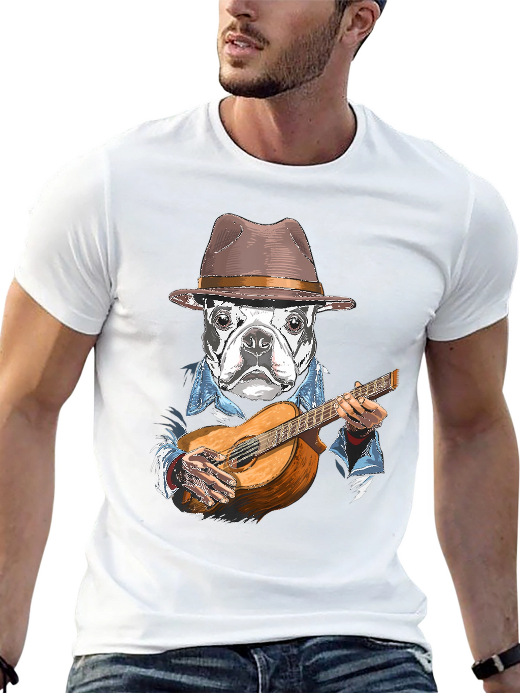 Dog Playing Guitar Graphic T-Shirt