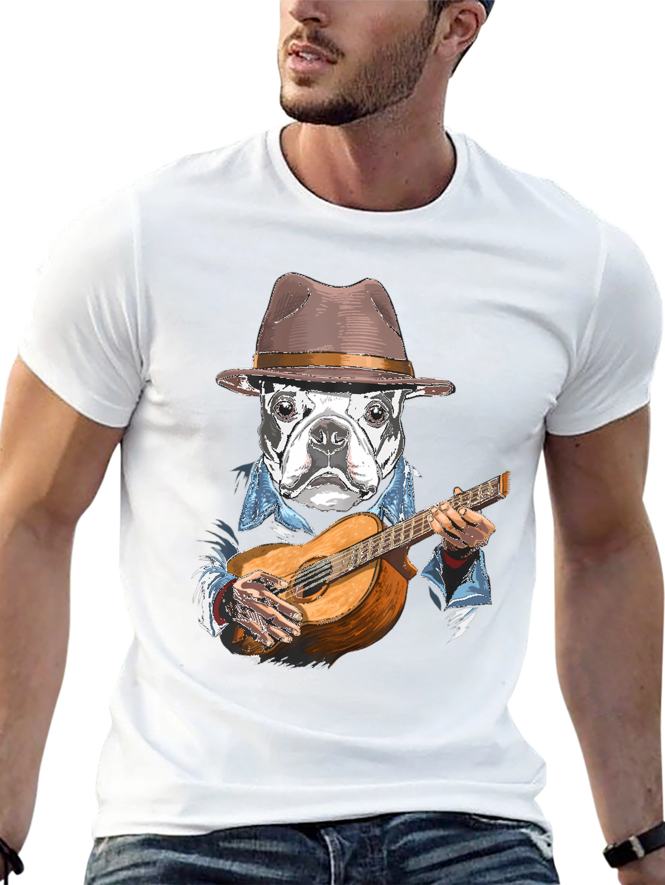Dog Playing Guitar Graphic T-Shirt