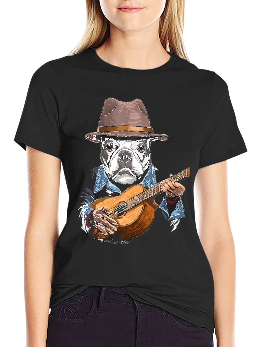 Dog Playing Guitar Graphic T-Shirt