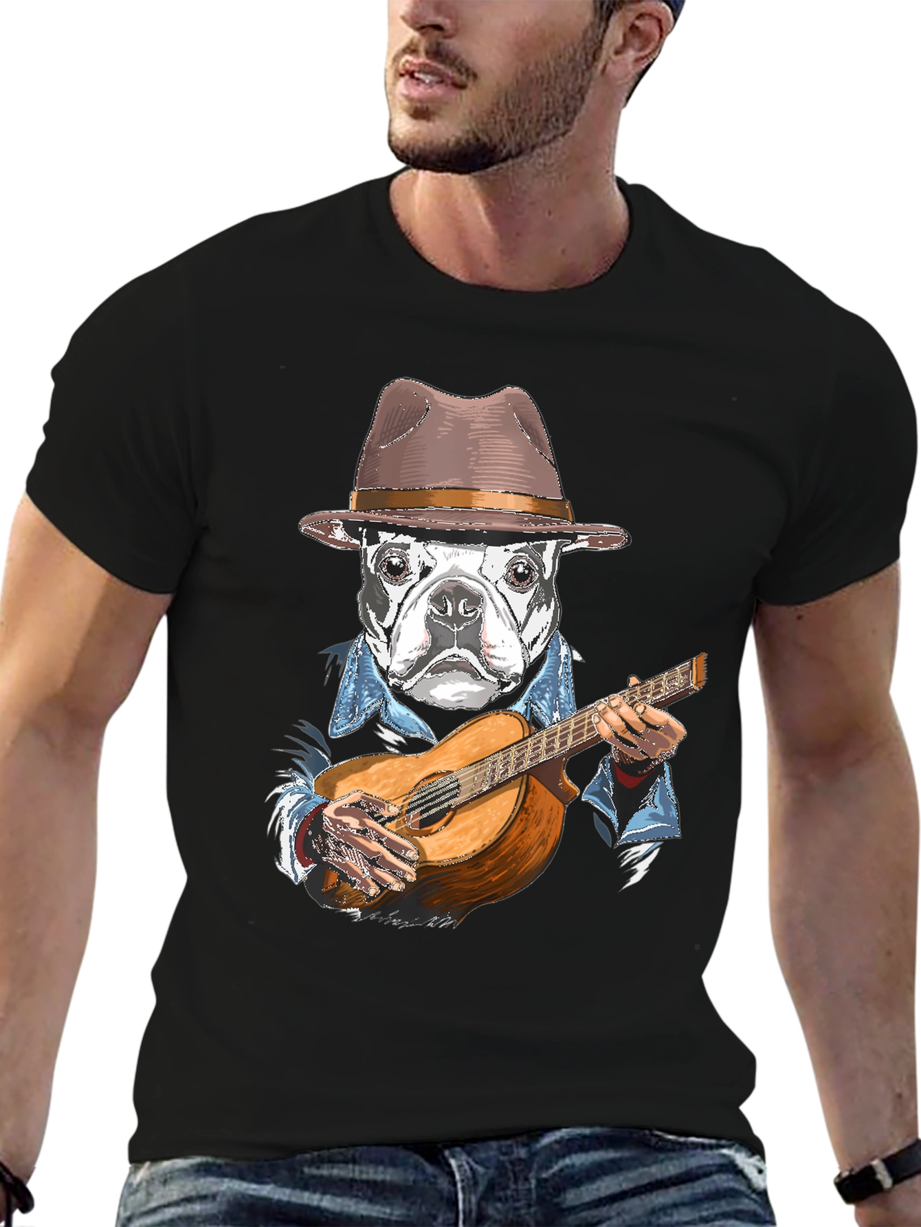 Dog Playing Guitar Graphic T-Shirt