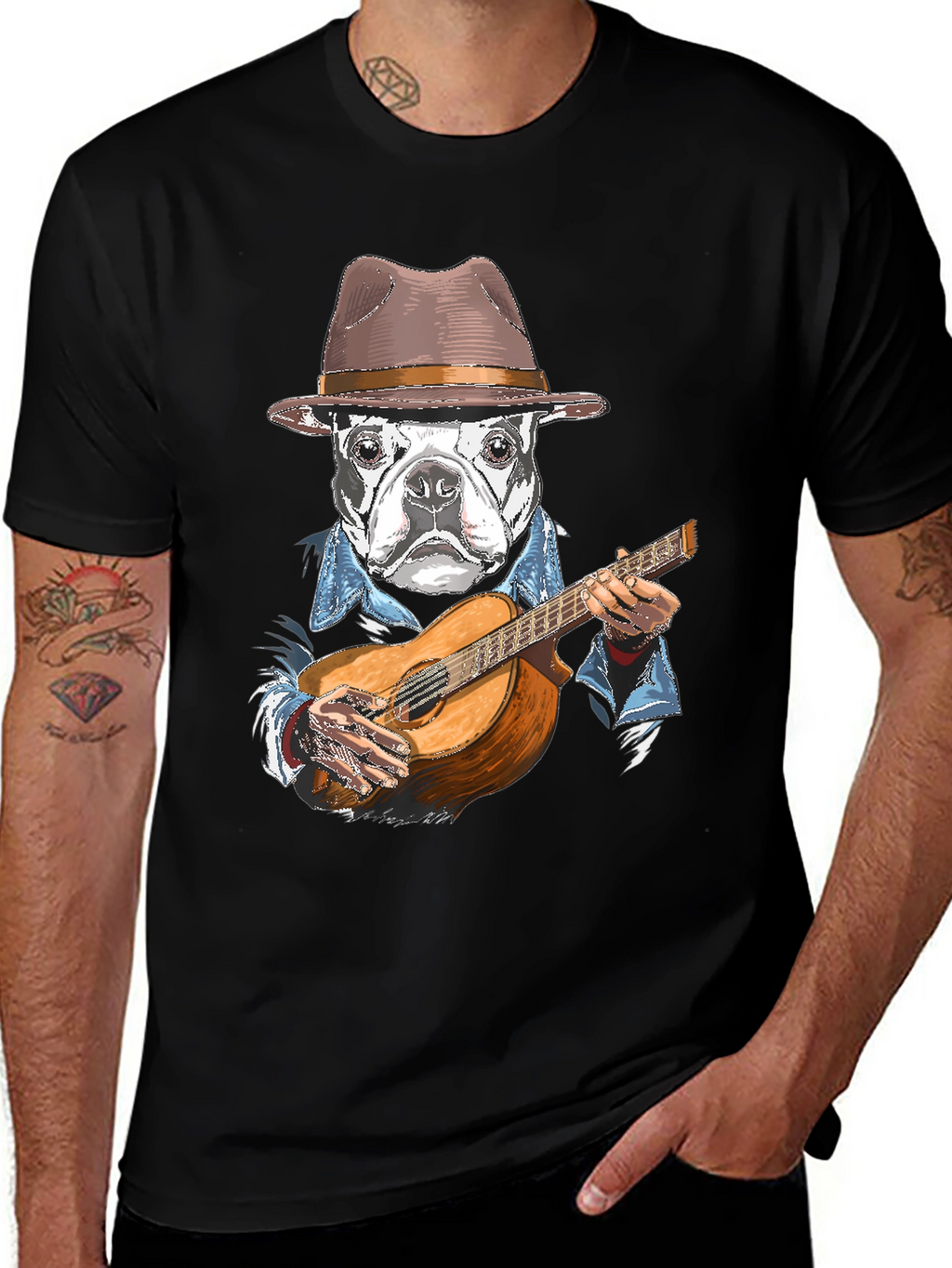 Dog Playing Guitar Graphic T-Shirt