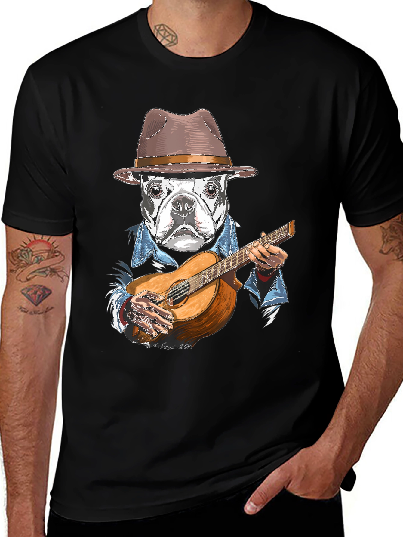 Dog Playing Guitar Graphic T-Shirt