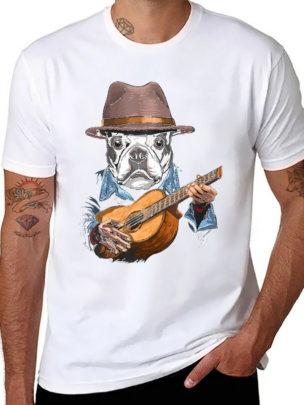 Dog Playing Guitar Graphic T-Shirt