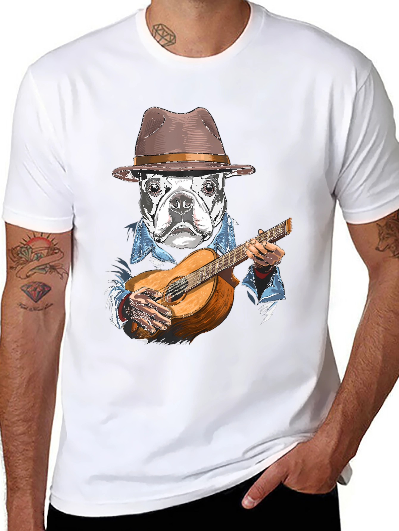 Dog Playing Guitar Graphic T-Shirt