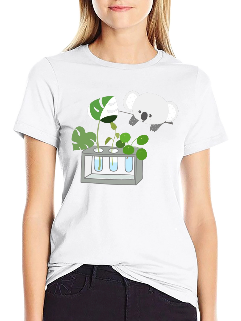 Koala & Plant Lover Black T-Shirt