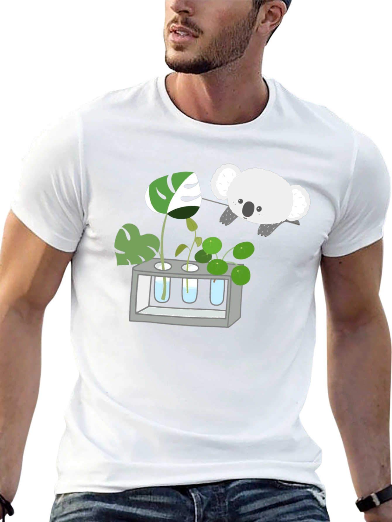Koala & Plant Lover Black T-Shirt