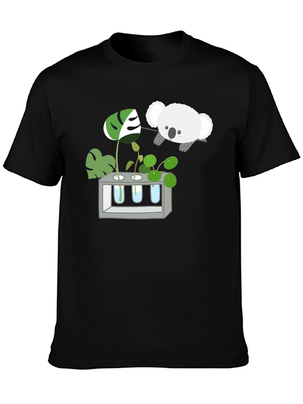 Koala & Plant Lover Black T-Shirt