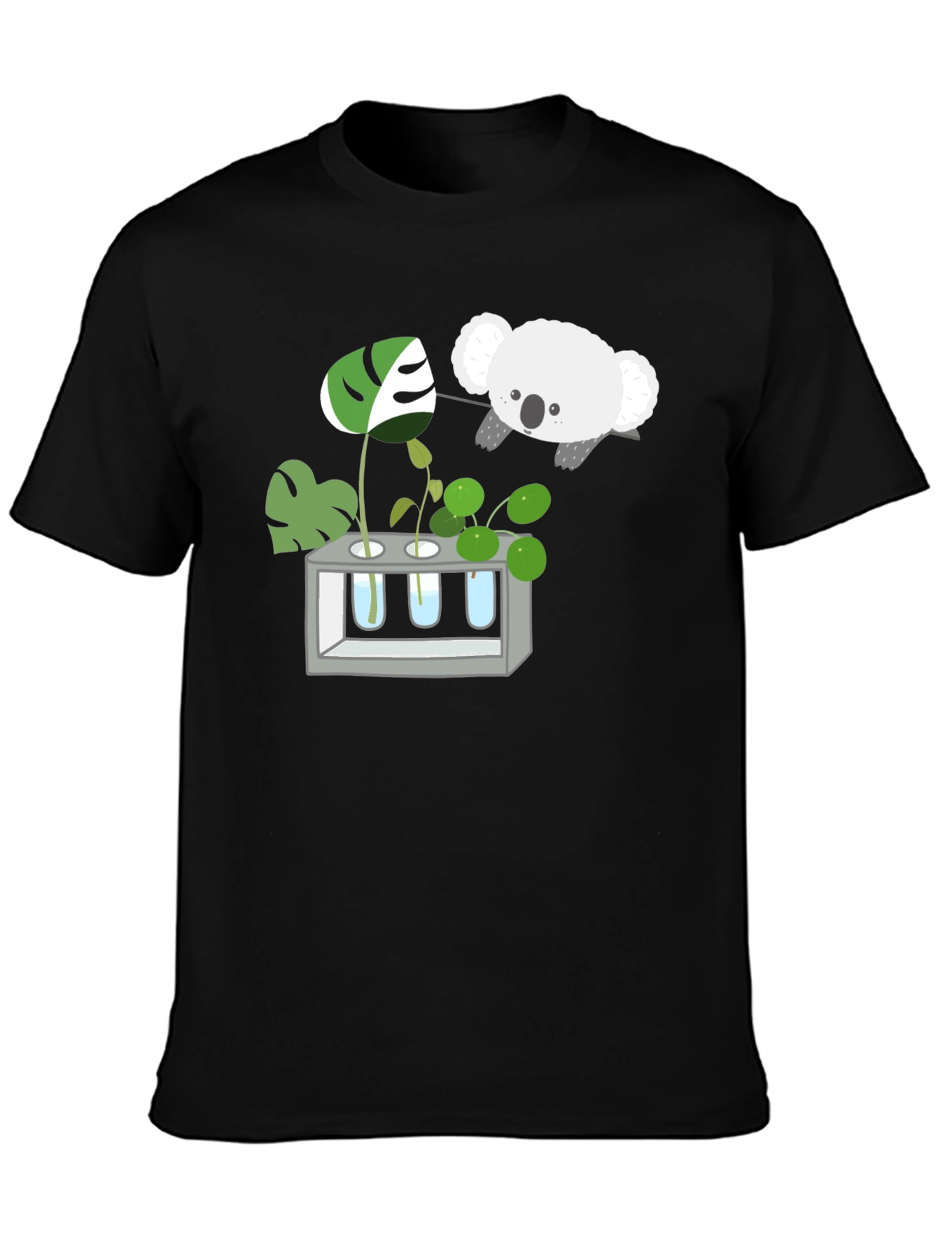 Koala & Plant Lover Black T-Shirt