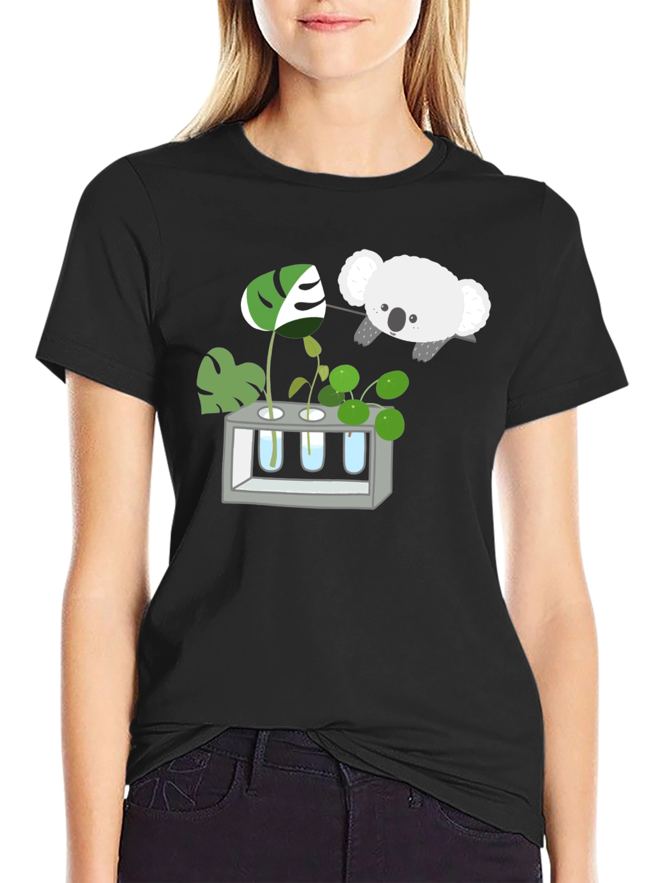 Koala & Plant Lover Black T-Shirt