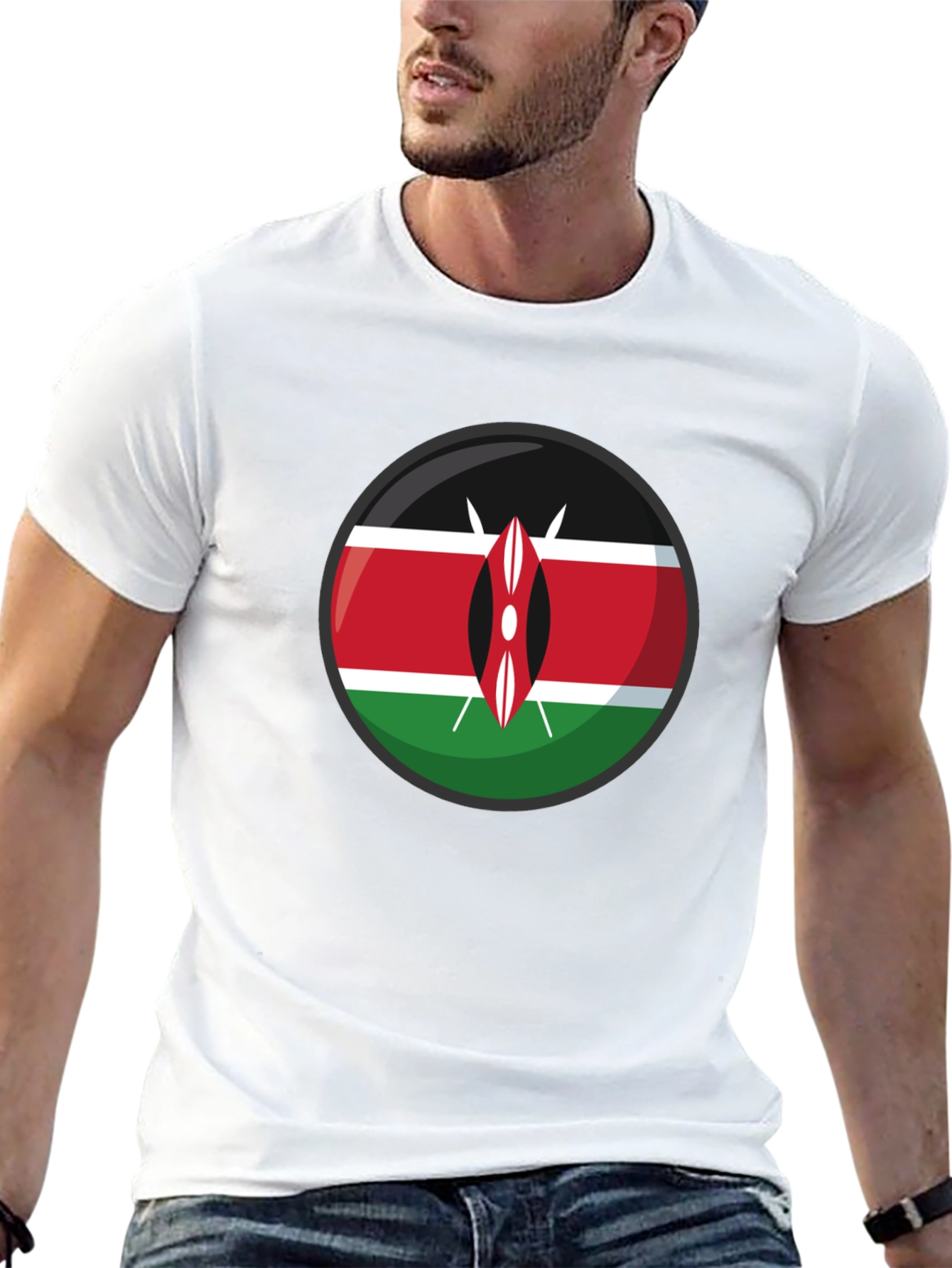 Kenya Flag Graphic T-Shirt - Black