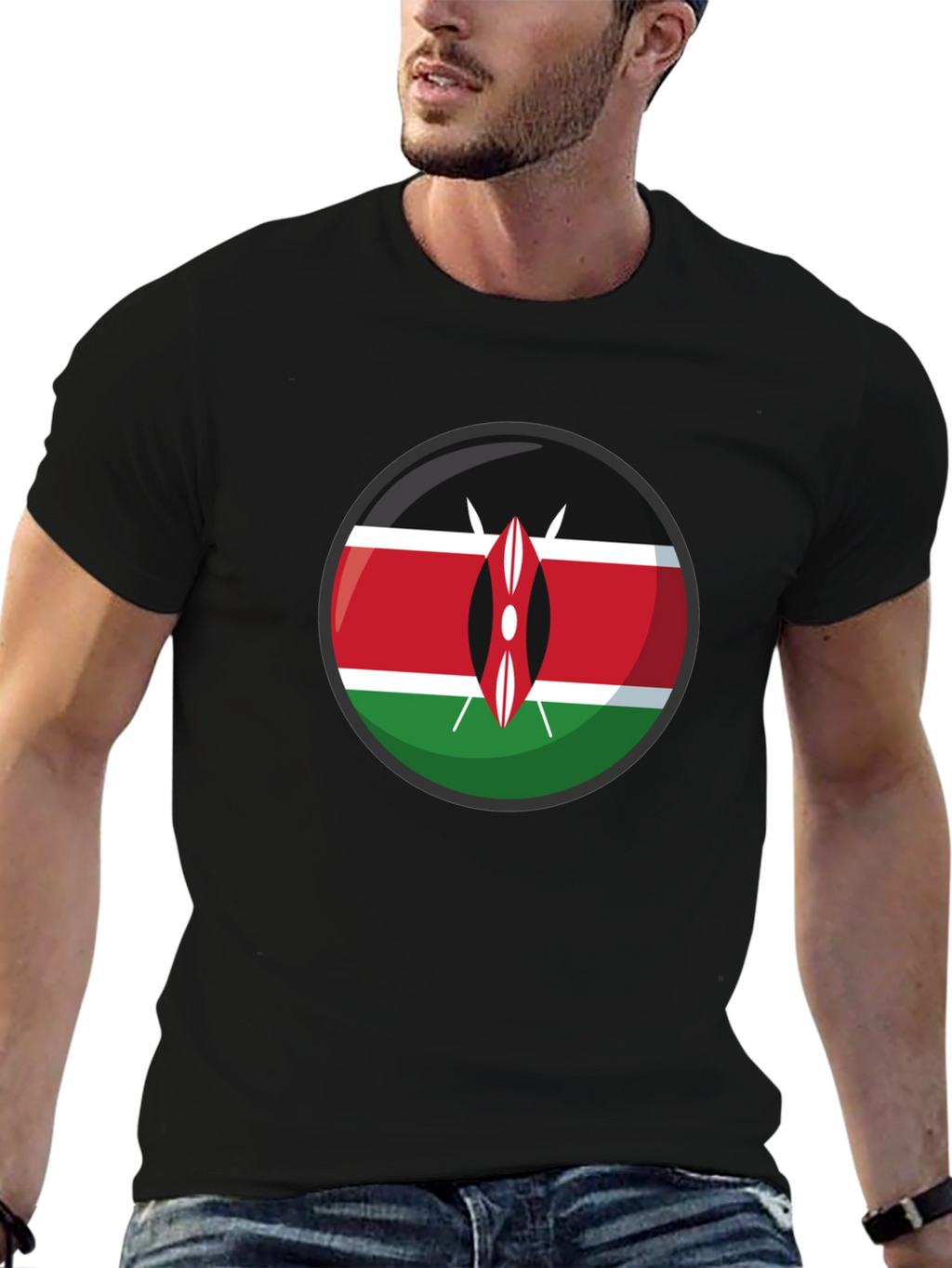Kenya Flag Graphic T-Shirt - Black