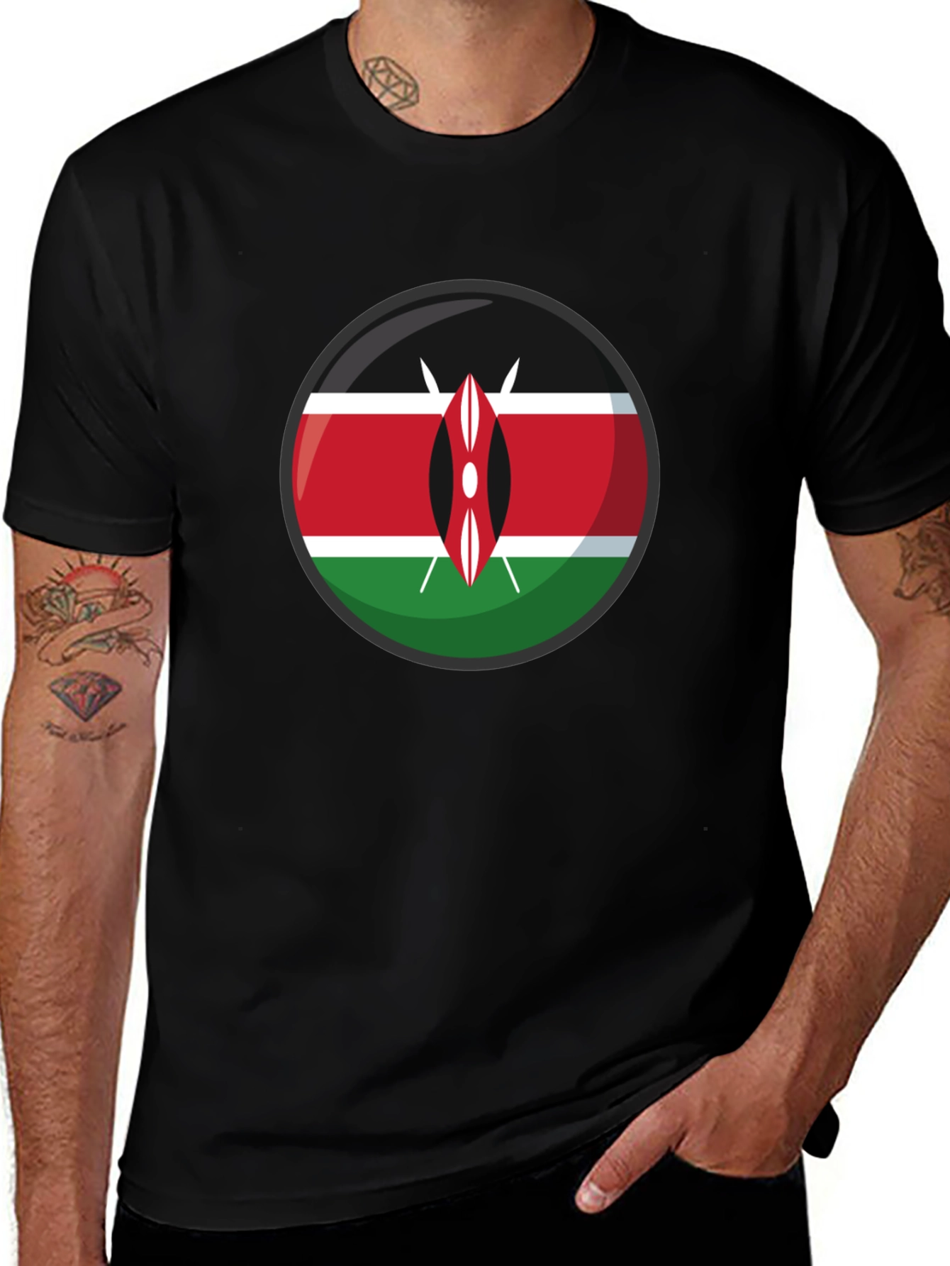 Kenya Flag Graphic T-Shirt - Black