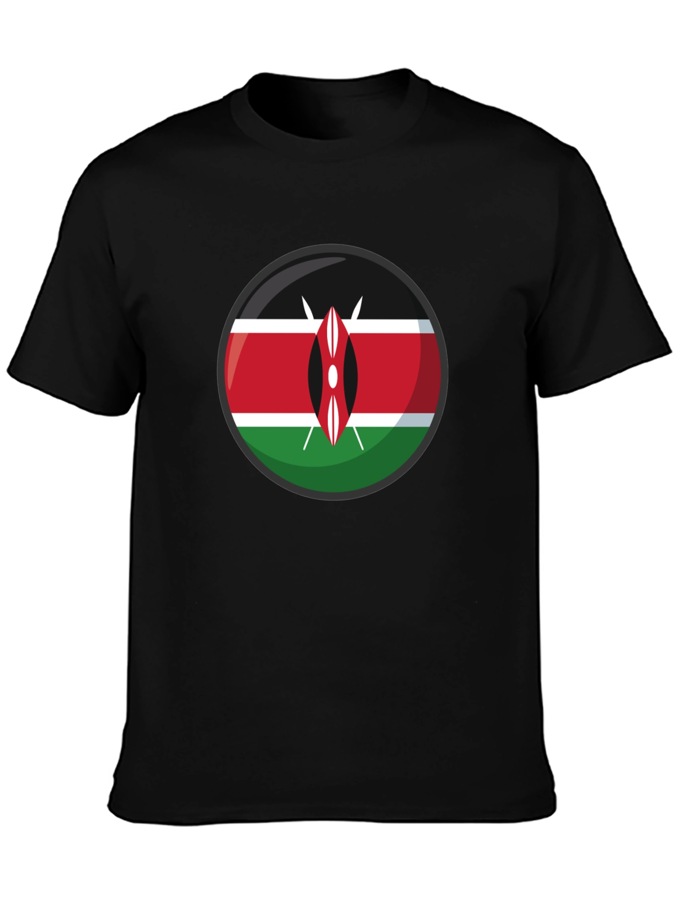 Kenya Flag Graphic T-Shirt - Black