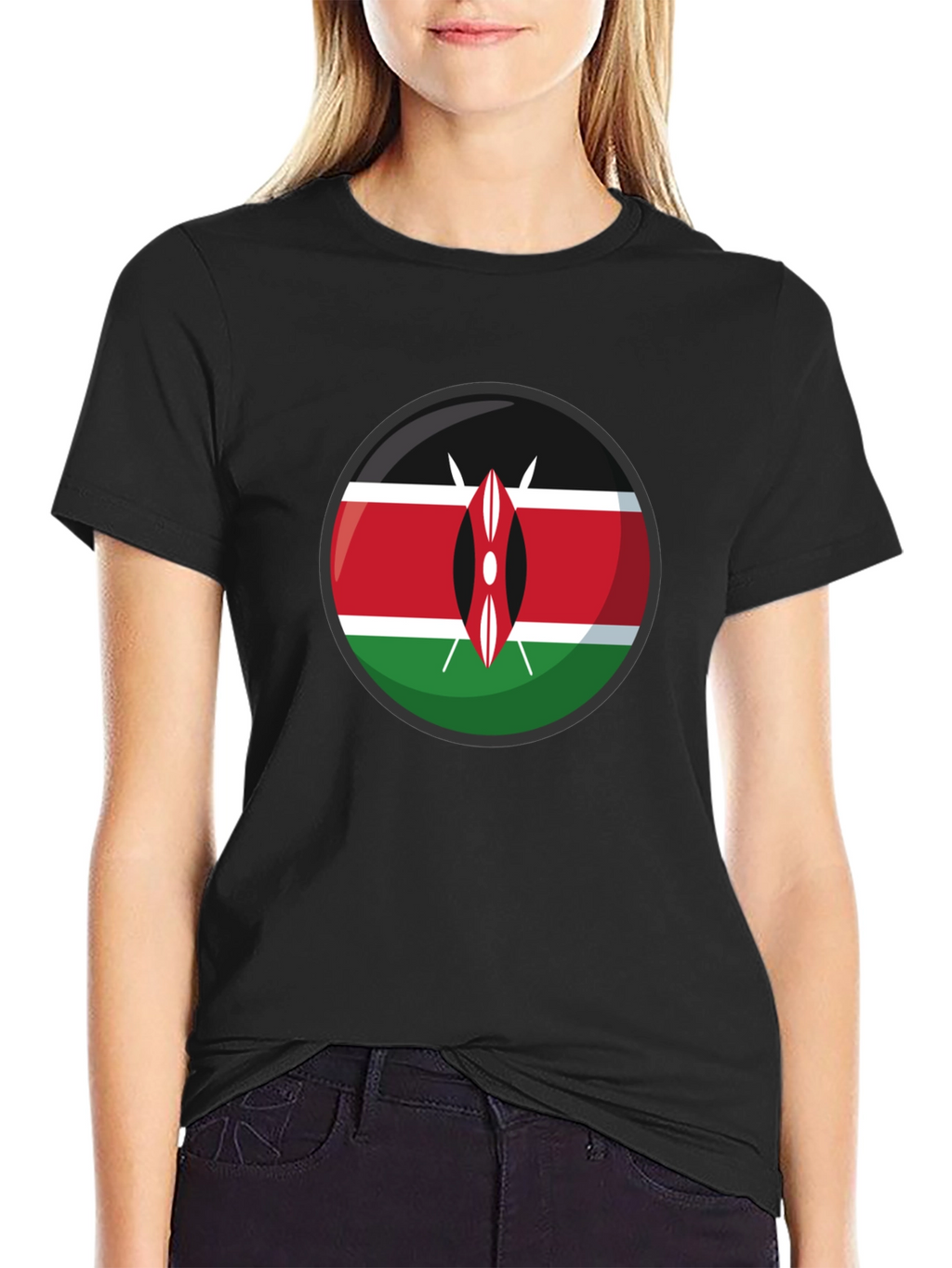 Kenya Flag Graphic T-Shirt - Black